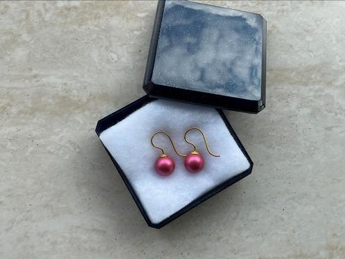 Oorbellen Swarovski kristal parel NIEUW ècht goud op zilver, Sieraden, Tassen en Uiterlijk, Oorbellen, Nieuw, Hangers, Goud, Roze