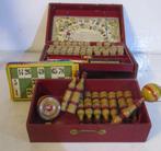 antieke speelgoedkoffer gezelschapsspel kegels jojo, Verzenden