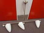 Vintage Hanglamp met 3 Kegels glas melkwit Lampen matchroom, Ophalen, Gebruikt, Vintage, Glas