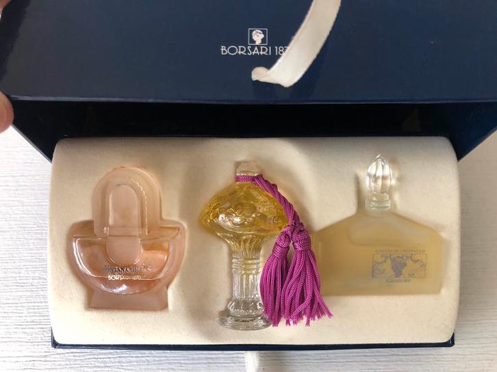 Borsari Vintage Parfum Set Italiaans Miniaturen, Verzamelen, Parfumverzamelingen, Gebruikt, Miniatuur, Ophalen of Verzenden