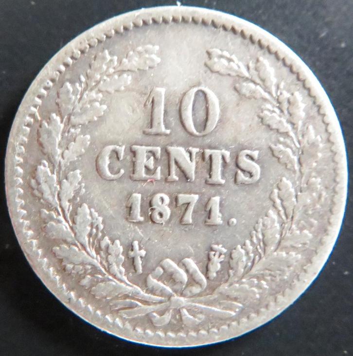10 Cent 1871, Postzegels en Munten, Munten | Nederland, Losse munt, 10 cent, Koning Willem III, Zilver, Verzenden