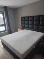 Zwart lederen hoofdbord aangeboden., Huis en Inrichting, Slaapkamer | Bedden, Ophalen, Overige materialen, Gebruikt, Zwart