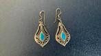 Zilver oorhangers met turkoois steen, Sieraden, Tassen en Uiterlijk, Oorbellen, Ophalen of Verzenden, Gebruikt, Zilver
