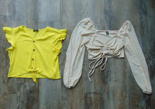 Set 2x topje maat L = 40/42 shirts cropped, Kleding | Dames, T-shirts, Zo goed als nieuw, Maat 42/44 (L), Geel, Zonder mouw, Ophalen of Verzenden