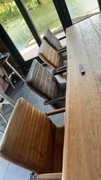 Leren stoelen industrieel 4x lichtbruin 2x donkerbruin, Huis en Inrichting, Complete inboedels, Ophalen