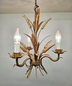 Antieke Franse hanglamp kroonluchter met korenaren 3-lichts, Ophalen of Verzenden