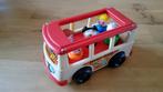Vintage Fisher-Price mini bus schoolbus 4 poppetjes en hond., Ophalen of Verzenden, Speelset