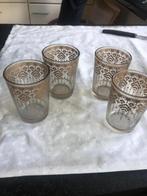 4 stuks nieuwe glazen bewerkt met gouden versiering, Glas of Glazen, Nieuw, Ophalen of Verzenden, Glas
