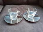 Nespresso Espresso Kopjes met Schotels - Set van 2, Ophalen of Verzenden, Zo goed als nieuw, Metaal