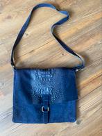 Nieuwe leren suede blauwe schoudertas, Ophalen of Verzenden, Nieuw, Blauw, Leer