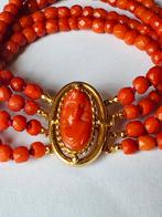 Antieke koralen armband ca 1880 met cameo in goud, Ophalen of Verzenden, Goud, Armband
