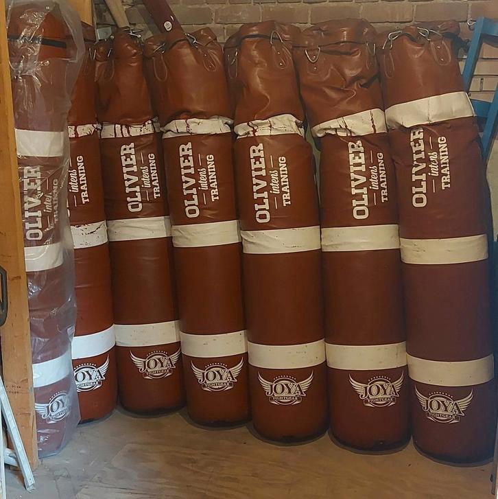 4 Joya bokszakken 180cm leer bruin wit, Sport en Fitness, Vechtsporten en Zelfverdediging, Gebruikt, Overige, Vechtsportmateriaal