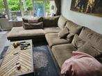 Hoekbank/loungebank velvet taupe, Ophalen, 250 tot 300 cm, Gebruikt, Minder dan 75 cm