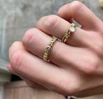 Gouden ring bolletjes en briljant, Nieuw, Ophalen of Verzenden, Kleiner dan 17, Dame