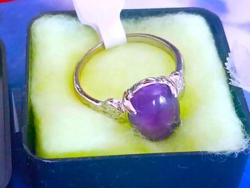 Amethist Ring - Verzilverd - Size: 19,5 mm beschikbaar voor biedingen