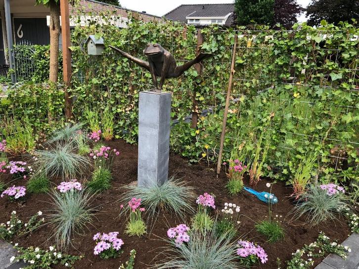 Bronzen Tuinbeeld | Jumping Frog XL bronzenbeelden-winkel, Tuin en Terras, Tuinbeelden, Nieuw, Overige materialen, Ophalen of Verzenden