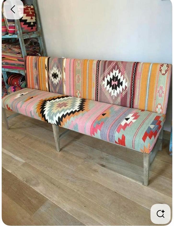 Kleurrijke Kilim Bank kelim bohemian ibiza vintage, Huis en Inrichting, Banken | Bankstellen, Minder dan 150 cm, Ophalen