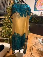 Kaftan satijn look crème/blauw print 52/54 + sjaal nieuw, Kleding | Dames, Grote Maten, Blauw, Jurk, Nieuw, Ophalen of Verzenden