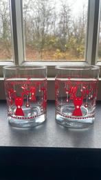 2 drinkglazen met rendier afbeeldingen, Huis en Inrichting, Woonaccessoires | Kandelaars en Kaarsen, Ophalen of Verzenden, Zo goed als nieuw