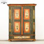 Antieke Beschilderde Volkskunst Bruidskasten Kisten Meubels, Ophalen, Gebruikt, Grenenhout, Met hangruimte