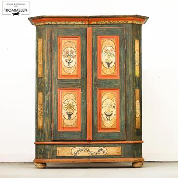 Antieke Beschilderde Volkskunst Bruidskasten Kisten Meubels beschikbaar voor biedingen