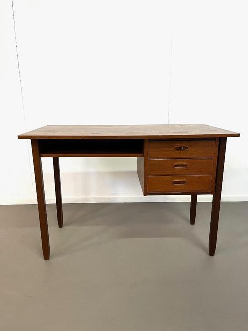 Vintage-design Deens teakhouten bureau uit de jaren 60, Huis en Inrichting, Bureaus, Gebruikt, Ophalen