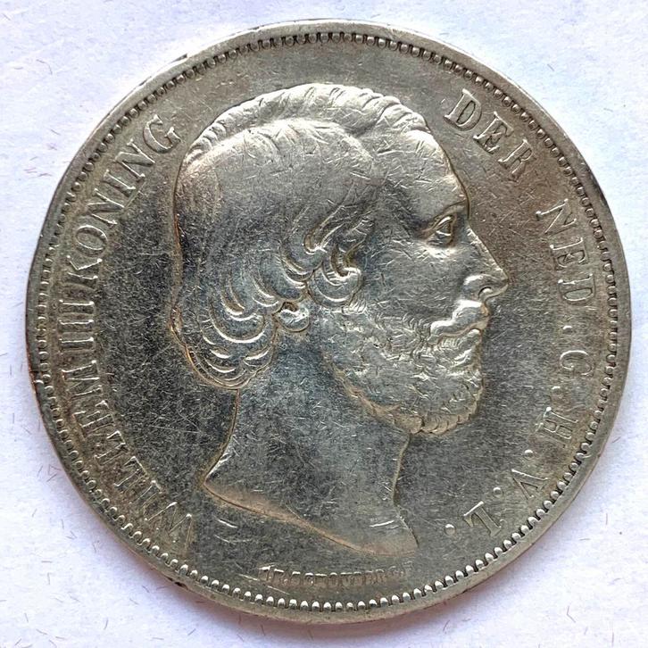 Nederland 2-1/2 Gulden 1869 Willem III Rijksdaalder zilver, Postzegels en Munten, Munten | Nederland, 2½ gulden, Koning Willem III