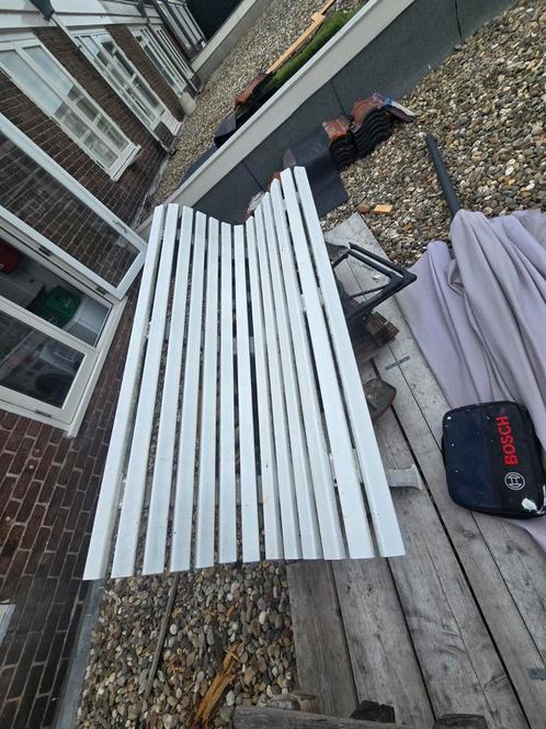 Witte plastic buiten bankje, Tuin en Terras, Tuinbanken, Ophalen