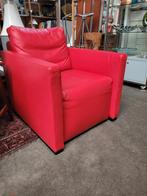 Rood leren design fauteuil, Italiaans. Vibieffe., Huis en Inrichting, Eenpersoons, Minder dan 75 cm, Leer, Ophalen of Verzenden