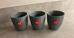 3 grijze Douwe Egberts mokken, Huis en Inrichting, Keuken | Servies, Ophalen of Verzenden, Zo goed als nieuw, Overige stijlen