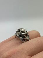 B338 Prachtige zilveren skull ring maat 21,5, 20 of groter, Ophalen of Verzenden, X, Dame of Heer