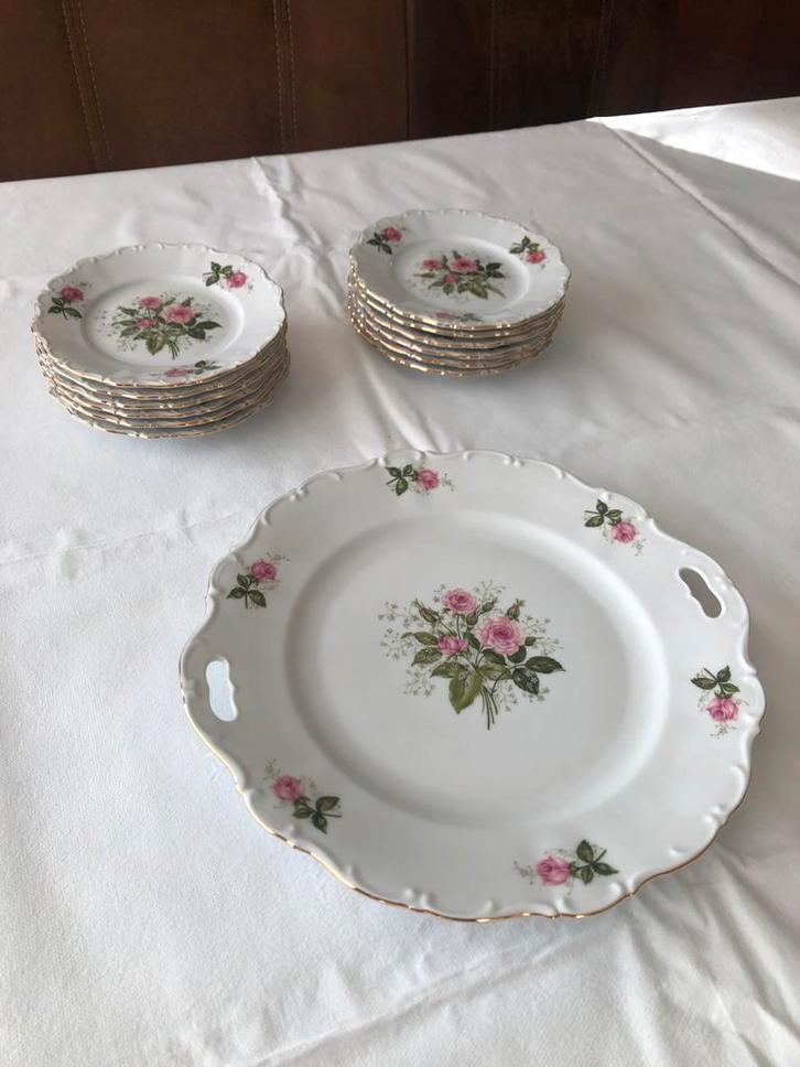 Porselein Roosjes Gebakstel Seltmann Weiden Bavaria, Antiek en Kunst, Antiek | Servies compleet, Ophalen