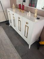 Witte buffetkast met gouden details, Overige materialen, 100 tot 150 cm, 150 tot 200 cm, Ophalen of Verzenden