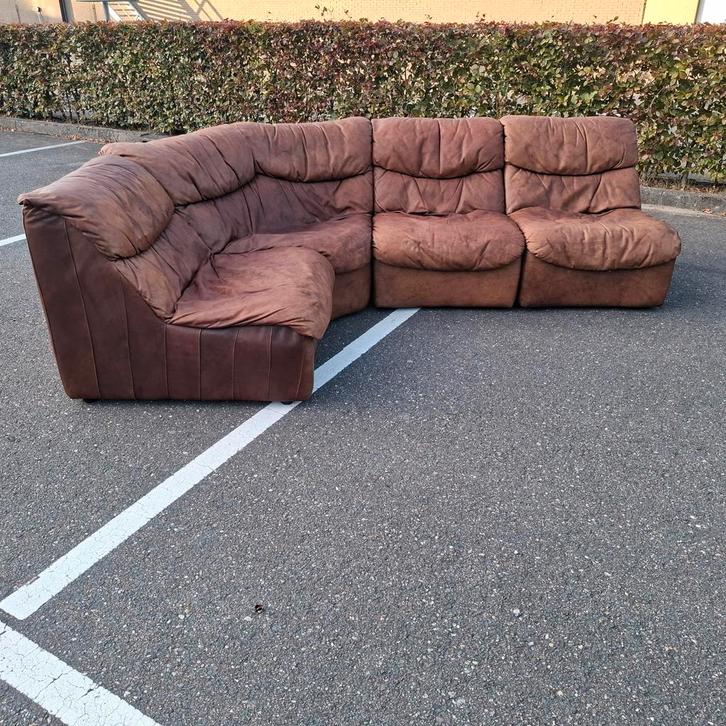 Vintage leren zitelementen fauteuil stoel bankstel, Huis en Inrichting, Fauteuils, Gebruikt, Ophalen