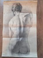 Potloodtekening van een mannelijk naakt, Ophalen of Verzenden