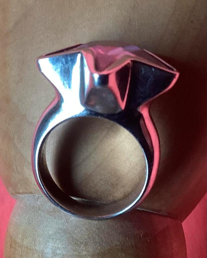 Otazu Zilveren ring met roze steen ster steen, Sieraden, Tassen en Uiterlijk, Ringen, Zo goed als nieuw, Zilver, Met strass, Verzenden