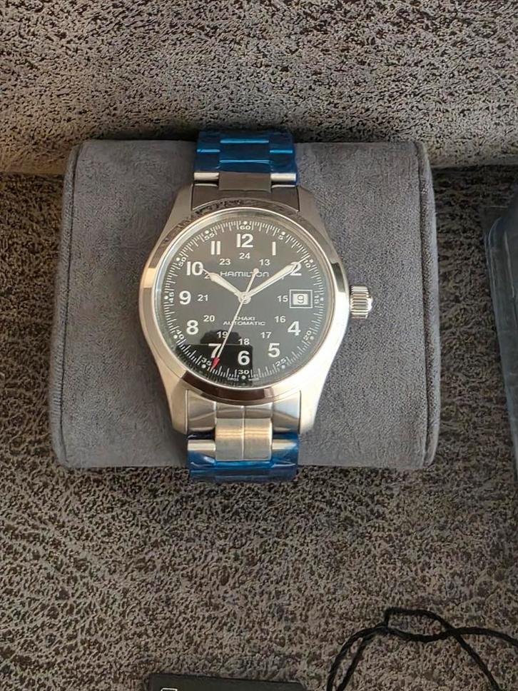 Te koop NIEUWE Hamilton khaki field automatic 38mm, Sieraden, Tassen en Uiterlijk, Horloges | Heren, Nieuw, Polshorloge, Staal