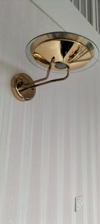 messing wandlamp met glasrand, Huis en Inrichting, Lampen | Spots, Ophalen of Verzenden, Gebruikt, Metaal of Aluminium