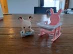 Sylvanian families Baby konijn met eetstoel, Ophalen of Verzenden, Gebruikt, Popje