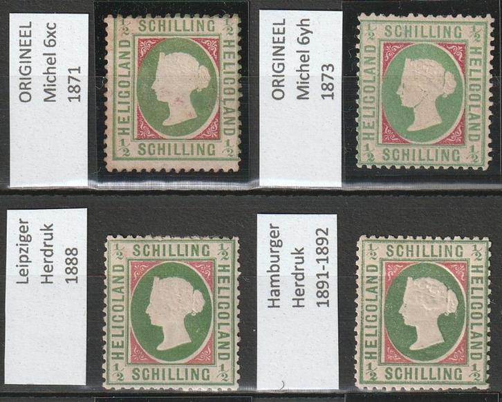 Helgoland - Heligoland - Michel 6xc, 6yh & herdrukken, Postzegels en Munten, Postzegels | Europa | Duitsland, Duitse Keizerrijk