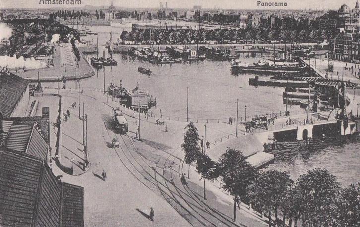 amsterdam panorama boten tram verkeer ca 1930-1950, Verzamelen, Ansichtkaarten | Nederland, Noord-Brabant, Ophalen of Verzenden