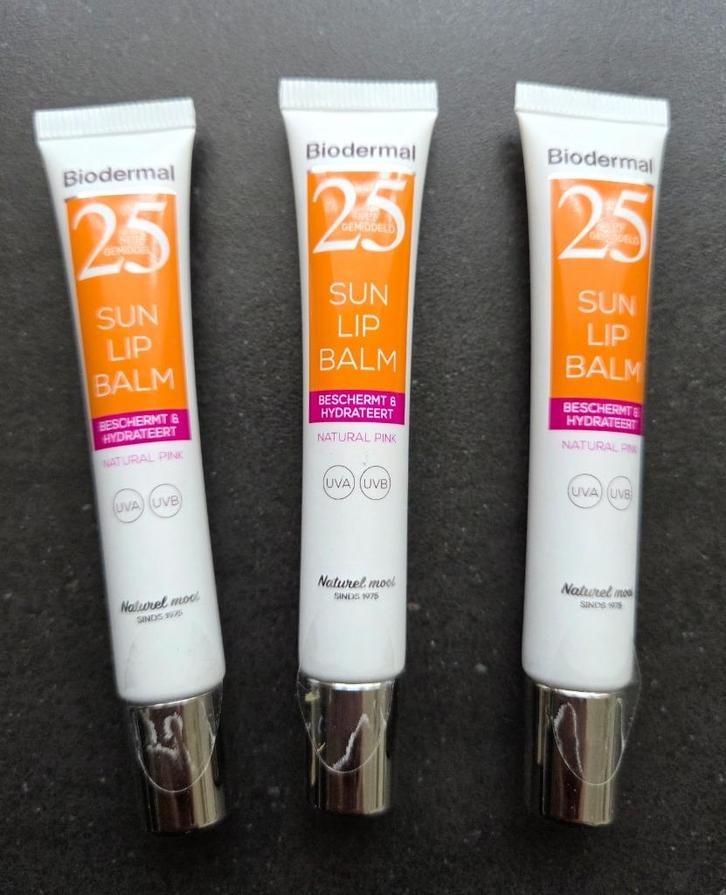 Biodermal Sun Lipbalm SPF25 - tube 12 ml - natural pink, Sieraden, Tassen en Uiterlijk, Uiterlijk | Mondverzorging, Zo goed als nieuw
