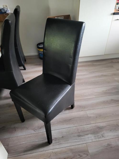 Leren stoelen, Huis en Inrichting, Stoelen, Gebruikt, Vijf, Zes of meer stoelen, Hout, Leer, Bruin, Ophalen
