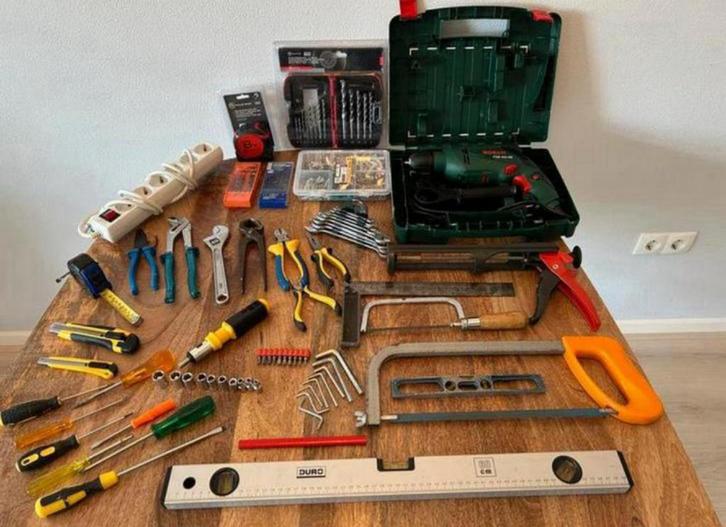 BOSCH boormachine klopboormachine + partij handgereedschap, Doe-het-zelf en Verbouw, Gereedschap | Handgereedschap, Zo goed als nieuw