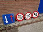 Verkeersborden verboden in te halen e.a. metaal 4 stuks, Ophalen, Gebruikt, Overige typen