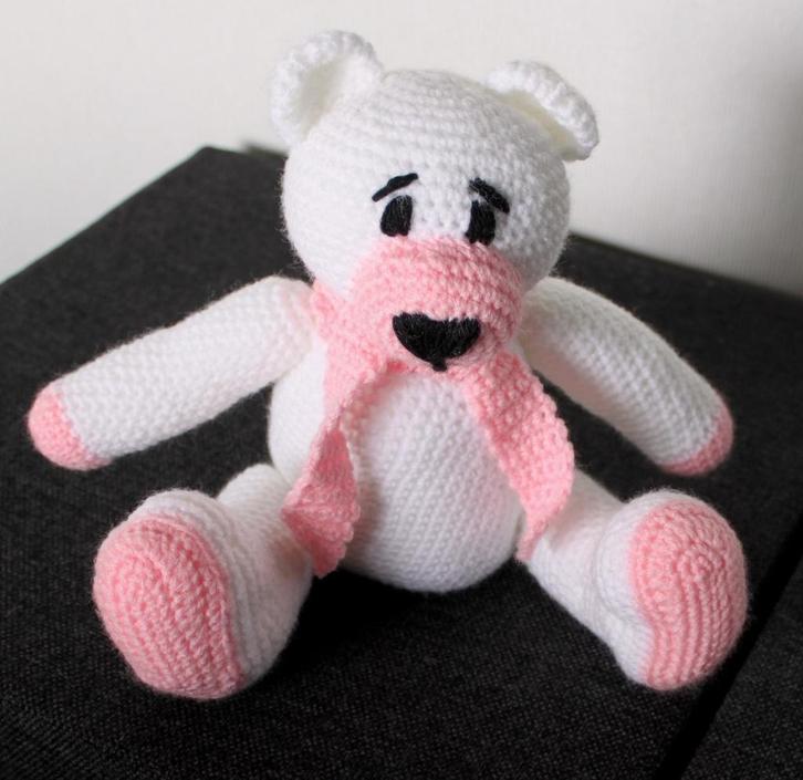 Schattig wit-roze beertje NIEUW, Kinderen en Baby's, Speelgoed | Knuffels en Pluche, Nieuw, Beer, Ophalen of Verzenden