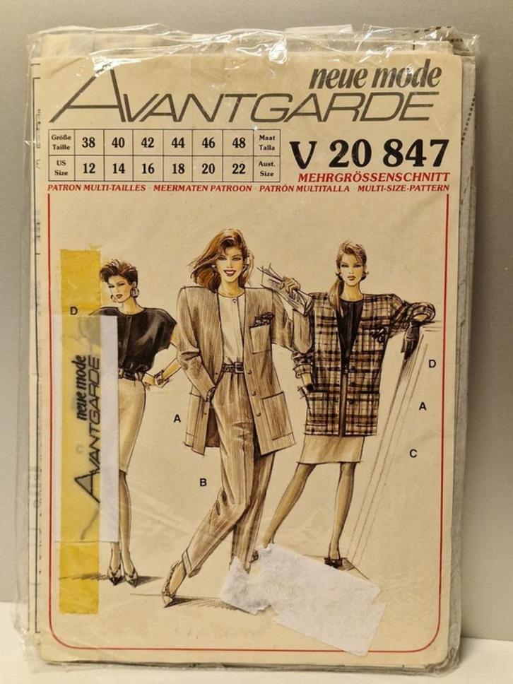 Neue Mode Avantgarde V 20 847 Vintage 80’s Jasje , Hobby en Vrije tijd, Kledingpatronen, Vrouw, Overige merken, Ophalen of Verzenden
