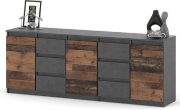 Dressoir Bruno 200 cm Donkergrijs Old Wood  beschikbaar voor biedingen