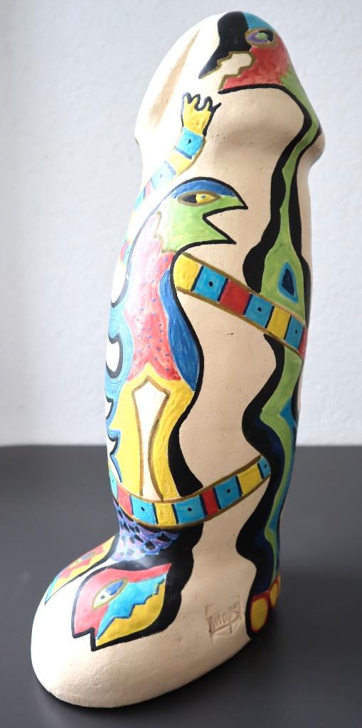 plateel COBRA beeld Maps Färber, gesigneerd - Fallus symbool, Antiek en Kunst, Kunst | Designobjecten, Ophalen of Verzenden