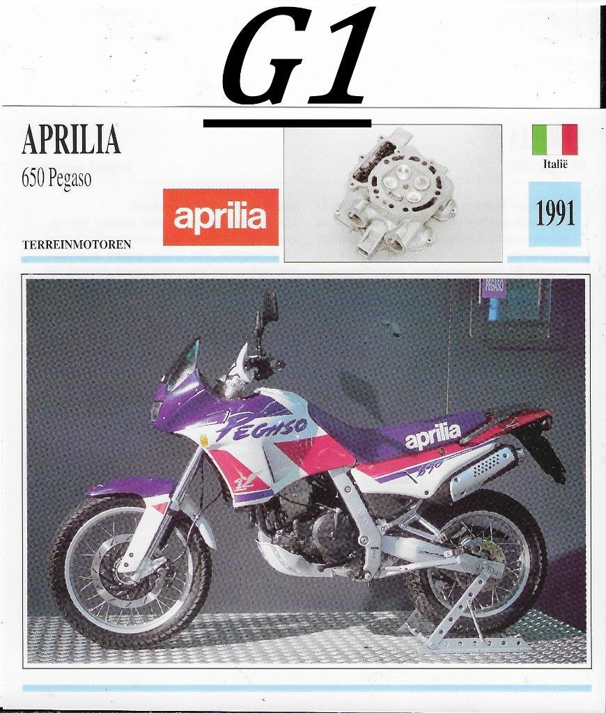 G1 motorkaart aprilia 650 pegaso ( 1991 ), Ophalen of Verzenden, Zo goed als nieuw, Auto's